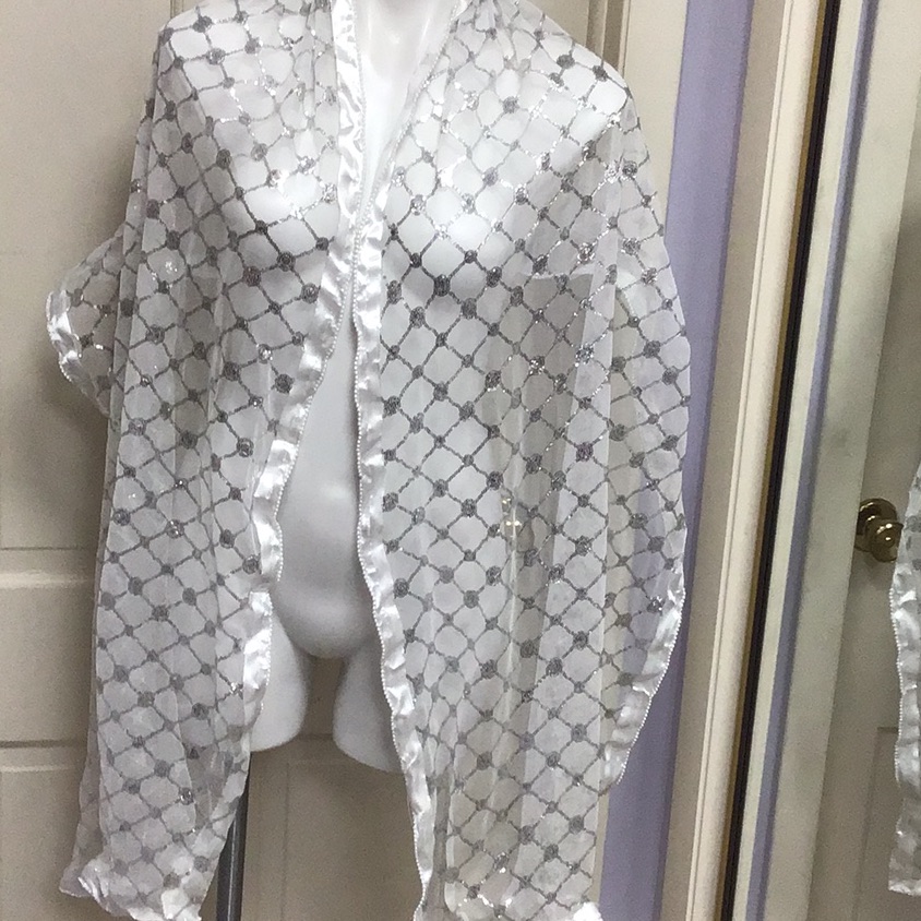 Dupatta Bridal Shawl Sarong Pearl Sequin Scarf